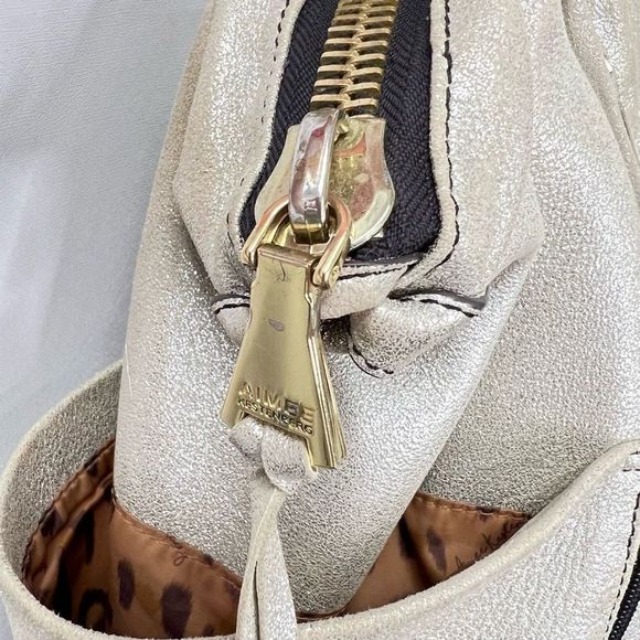 Aimee Kestenberg Tamitha Satchel Champagne Shimmer Gold Leather Hand Bag Large - Picture 13 of 15